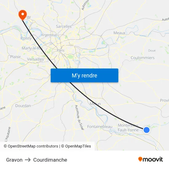 Gravon to Courdimanche map