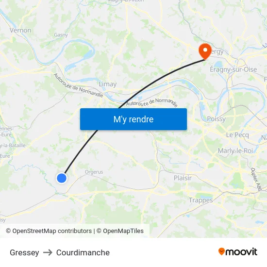 Gressey to Courdimanche map