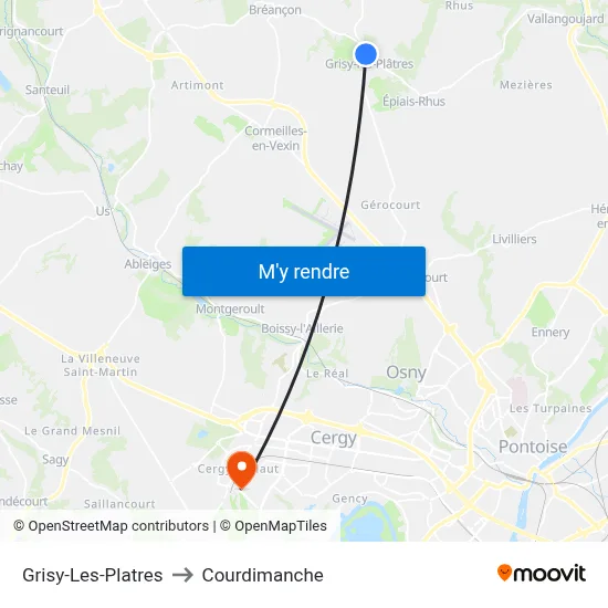 Grisy-Les-Platres to Courdimanche map