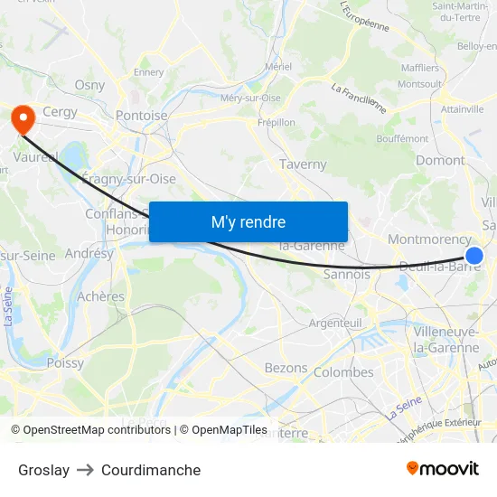 Groslay to Courdimanche map