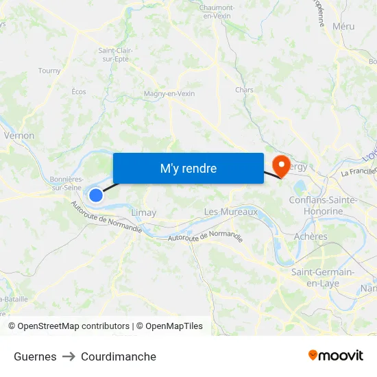 Guernes to Courdimanche map