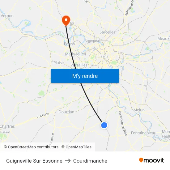 Guigneville-Sur-Essonne to Courdimanche map