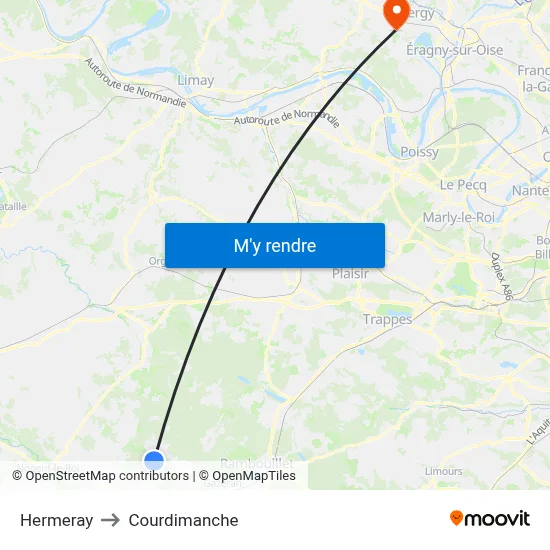 Hermeray to Courdimanche map