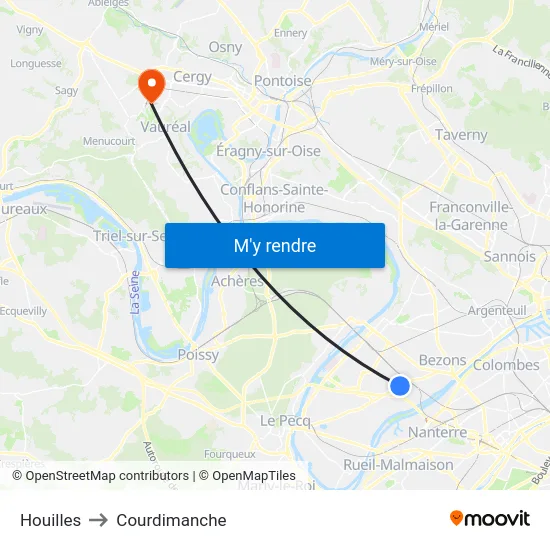 Houilles to Courdimanche map