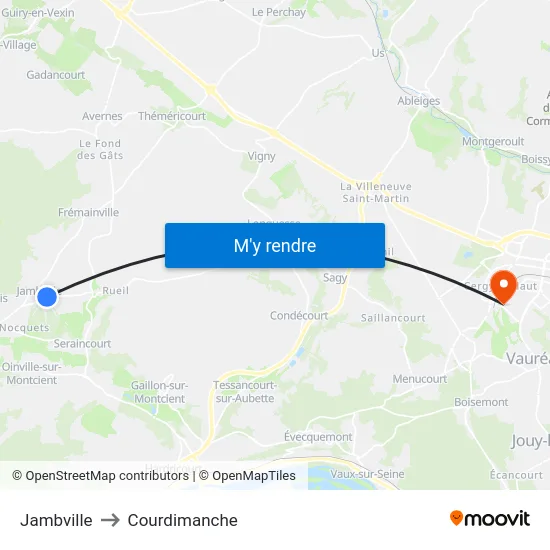 Jambville to Courdimanche map