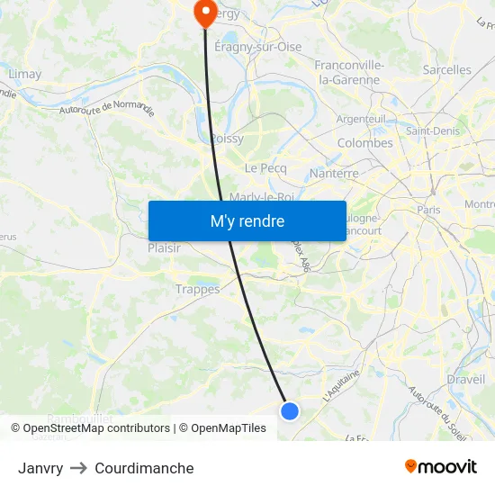 Janvry to Courdimanche map