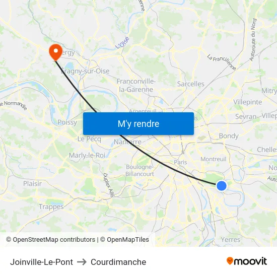 Joinville-Le-Pont to Courdimanche map