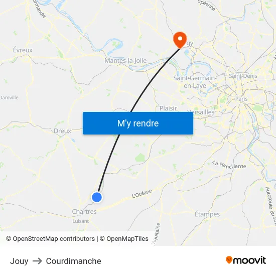 Jouy to Courdimanche map