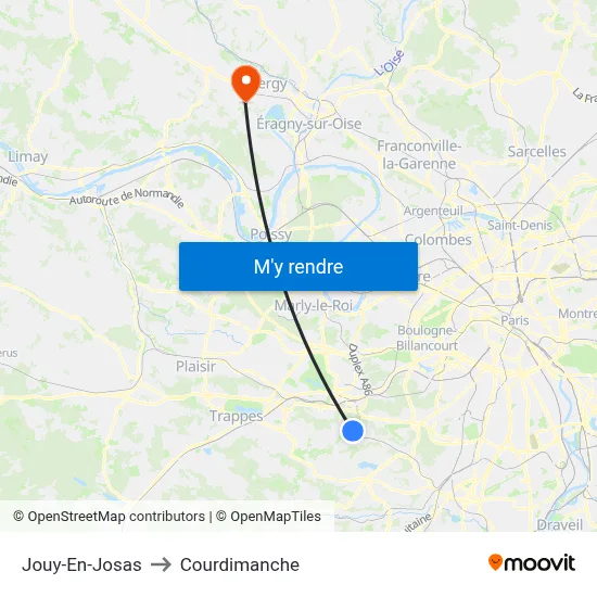 Jouy-En-Josas to Courdimanche map
