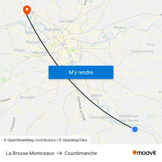 La Brosse-Montceaux to Courdimanche map