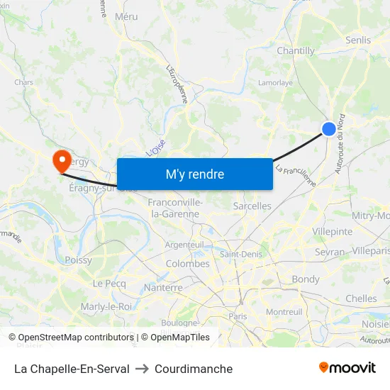 La Chapelle-En-Serval to Courdimanche map