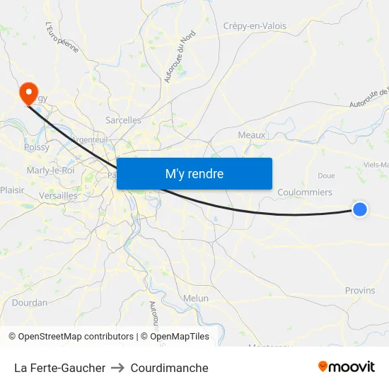 La Ferte-Gaucher to Courdimanche map