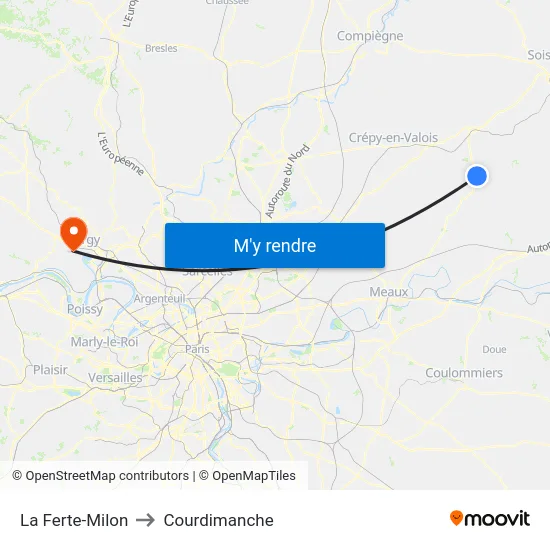 La Ferte-Milon to Courdimanche map