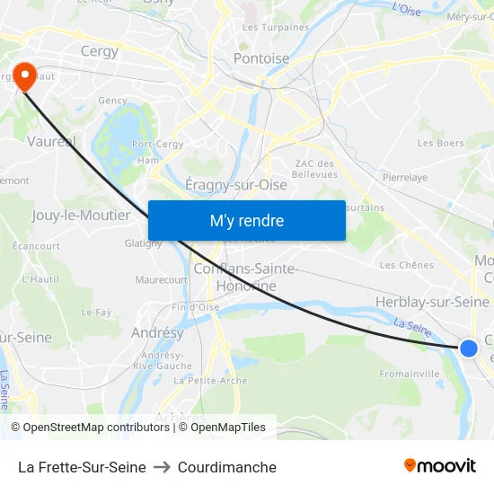 La Frette-Sur-Seine to Courdimanche map