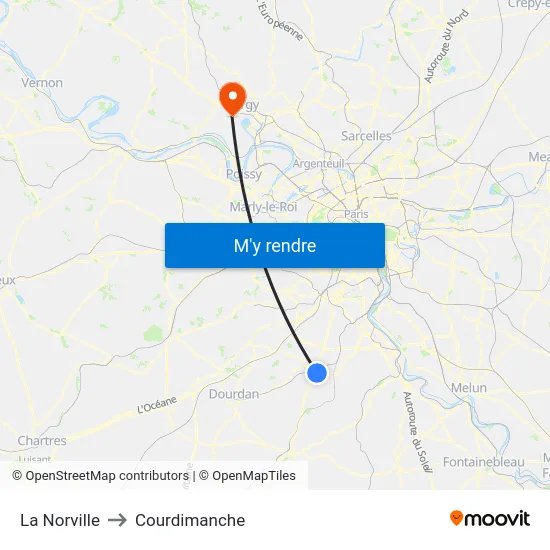 La Norville to Courdimanche map