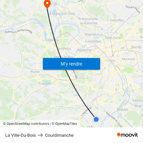 La Ville-Du-Bois to Courdimanche map