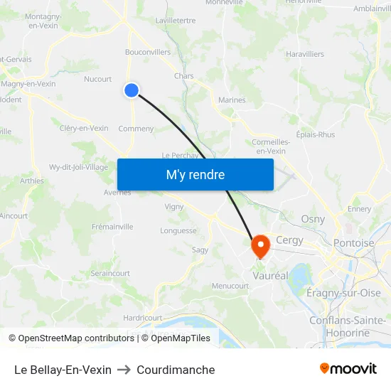 Le Bellay-En-Vexin to Courdimanche map