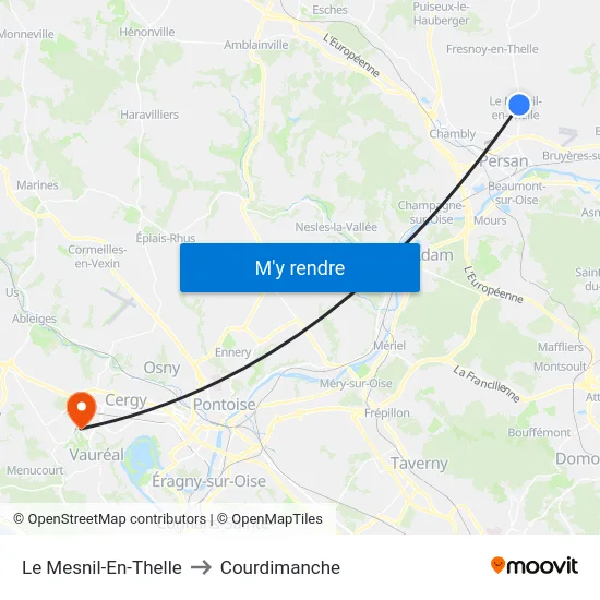 Le Mesnil-En-Thelle to Courdimanche map
