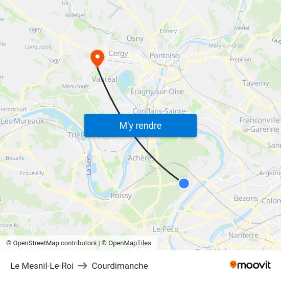 Le Mesnil-Le-Roi to Courdimanche map