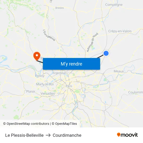 Le Plessis-Belleville to Courdimanche map
