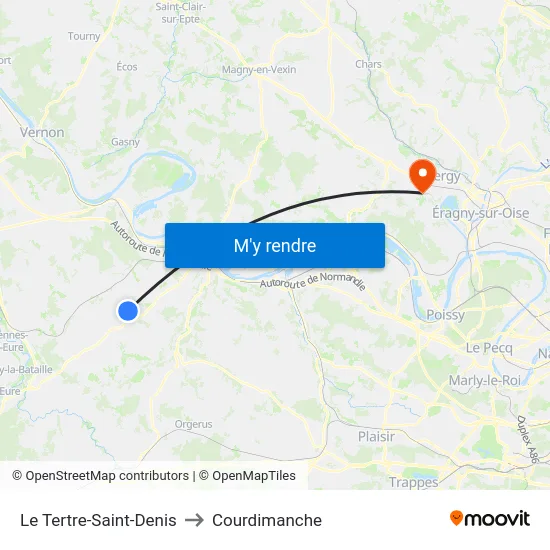 Le Tertre-Saint-Denis to Courdimanche map