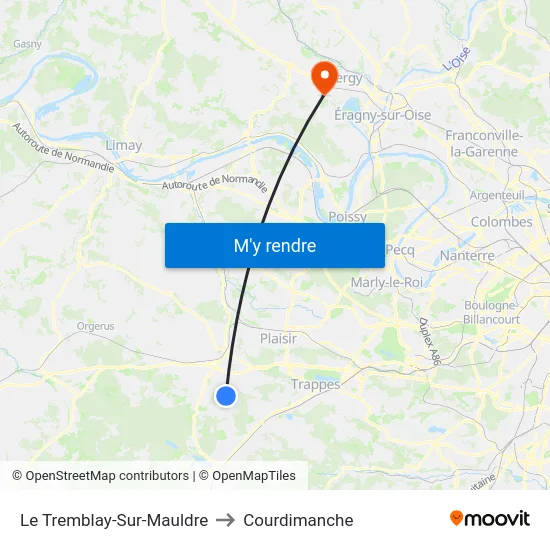 Le Tremblay-Sur-Mauldre to Courdimanche map