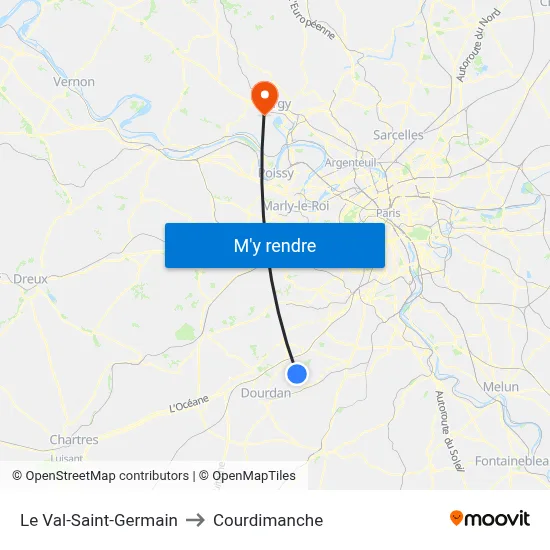 Le Val-Saint-Germain to Courdimanche map