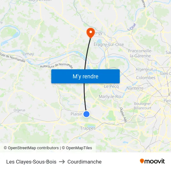 Les Clayes-Sous-Bois to Courdimanche map