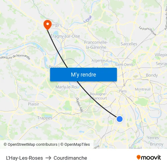 L'Hay-Les-Roses to Courdimanche map