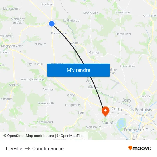 Lierville to Courdimanche map