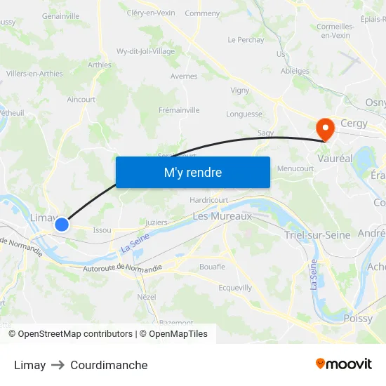Limay to Courdimanche map
