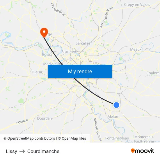 Lissy to Courdimanche map