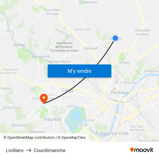Livilliers to Courdimanche map