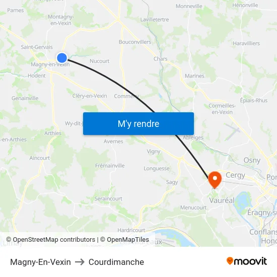 Magny-En-Vexin to Courdimanche map