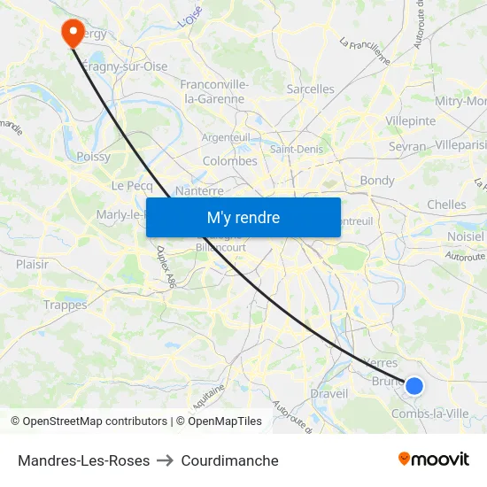 Mandres-Les-Roses to Courdimanche map