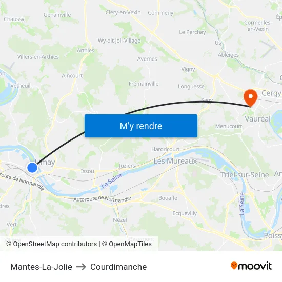 Mantes-La-Jolie to Courdimanche map