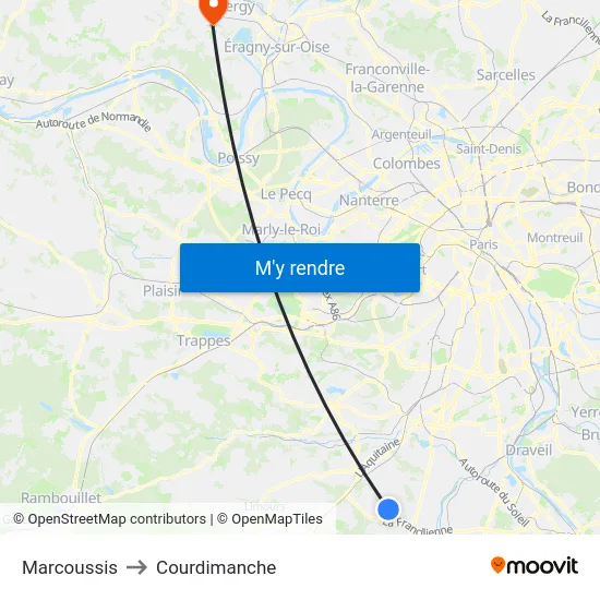 Marcoussis to Courdimanche map