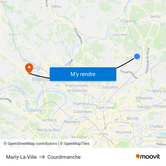 Marly-La-Ville to Courdimanche map