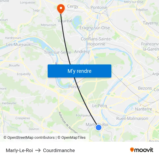 Marly-Le-Roi to Courdimanche map