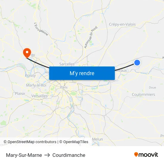 Mary-Sur-Marne to Courdimanche map