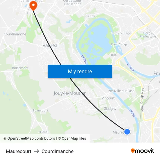 Maurecourt to Courdimanche map