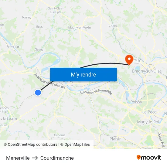 Menerville to Courdimanche map
