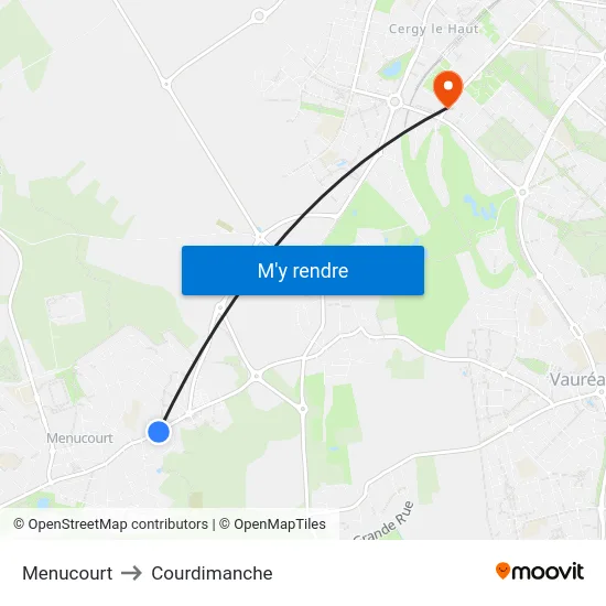 Menucourt to Courdimanche map