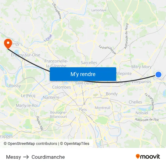 Messy to Courdimanche map