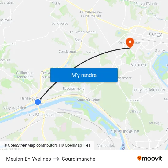 Meulan-En-Yvelines to Courdimanche map