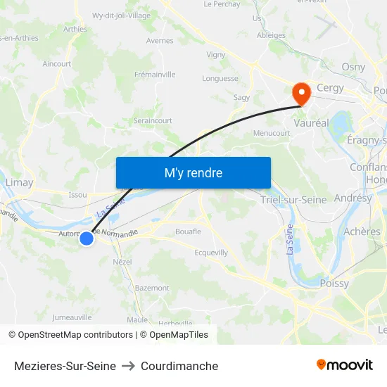 Mezieres-Sur-Seine to Courdimanche map