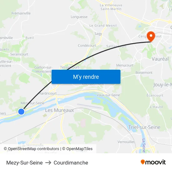 Mezy-Sur-Seine to Courdimanche map