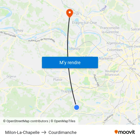 Milon-La-Chapelle to Courdimanche map