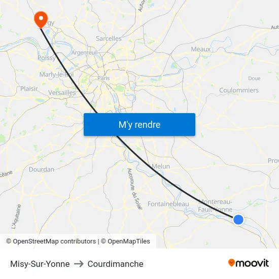 Misy-Sur-Yonne to Courdimanche map