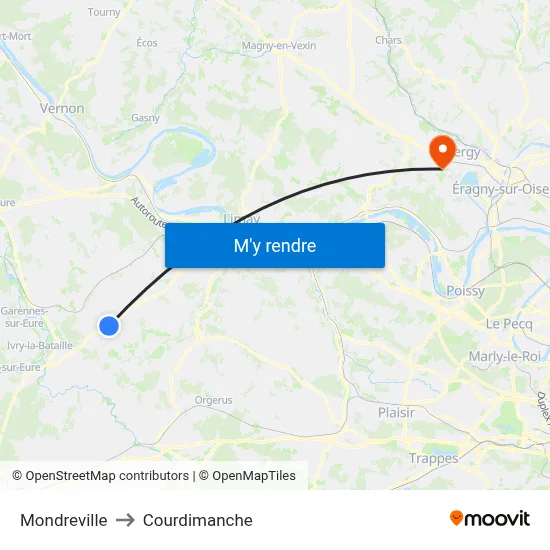 Mondreville to Courdimanche map